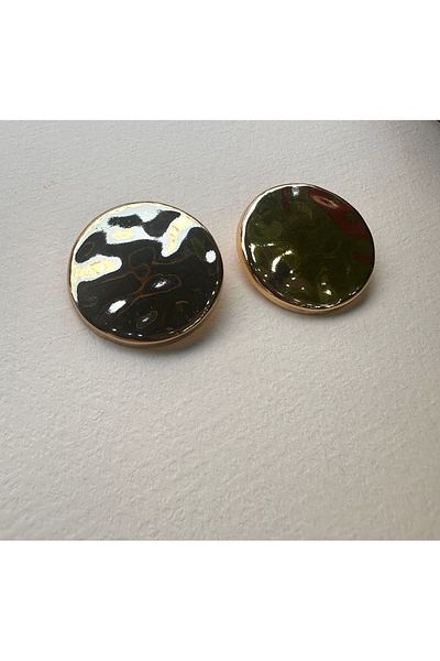 ODDA TASARIM ATÖLYESİ Gold Colored Extra Large Design Plate Model - Set of 2 Buttons (3.5cm)