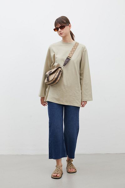 Manuka OVERSIZE-LANGARM-T-SHIRT AUS BAUMWOLLE IN STEIN