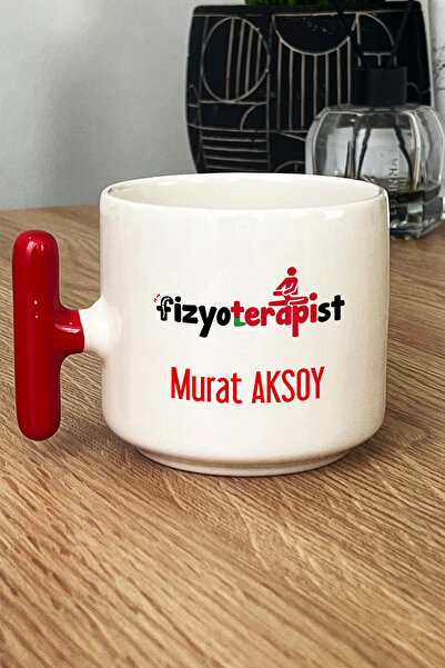 Hedizu Kişiye Özel Fizyoterapist Kupa Bardak T Kulplu Kırmızı İsme Özel Tıp B...