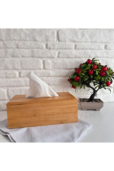 yeninesilevim Бамбукова дървена кутия за салфетки - хартиени кърпички, поставка за салфетки за бюро, 23*11*9 см