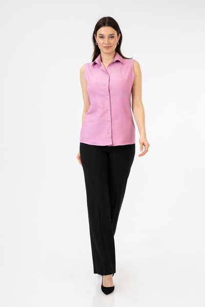 by shirts collection قميص أنيق بلون وردي مغبر بدون أكمام
