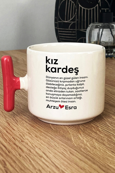 Hedizu Kişiye Özel Kız Kardeş Kupa Bardak T Kulplu Pembe Ablaya Arkadaşa Doğu...