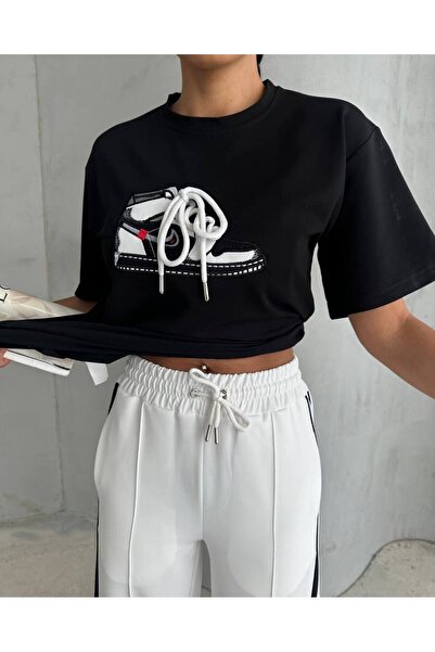 Genel Markalar Tişört & Pantolon Pamuklu Rahat Jordan Ayakkabı Işlemeli Eşofm...