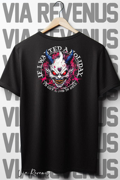 Vordevia Crna Oversize kroj T-shirt - Đavolja leđa Štampano