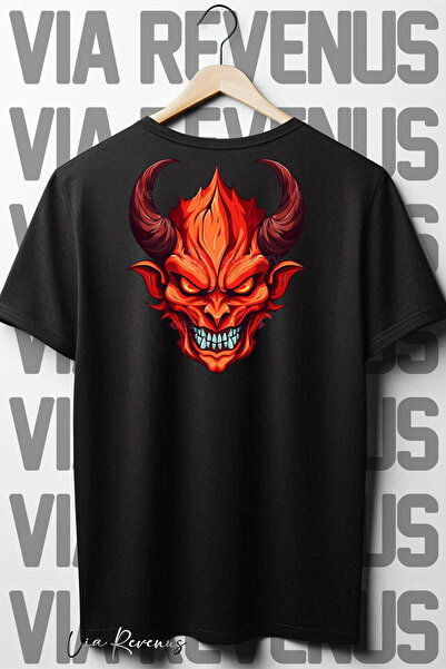 Vordevia Crna Oversize kroj T-shirt - Đavolja leđa Štampano