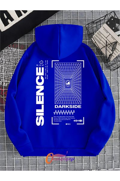 oneagılyazı Unisex Oversize Hooded Sweatshirt - Silence Printed