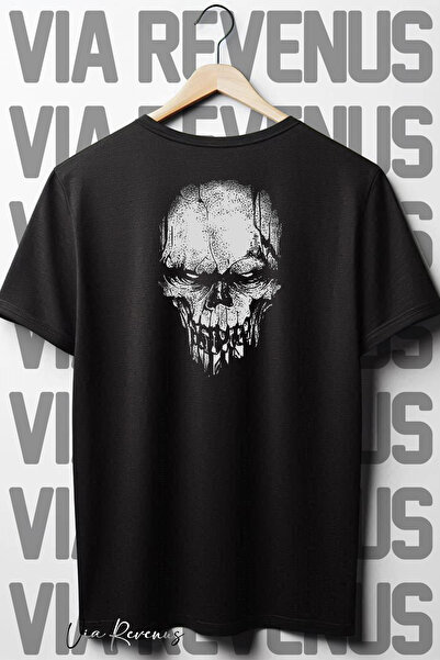 Vordevia Tricou oversize negru cu imprimeu pe spate cu craniu