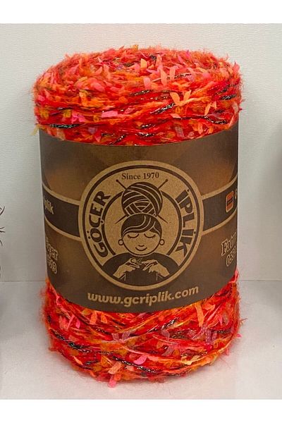 göçer Red Moher and Multi-Coloured Glitter Camarine Visual Net 300 g