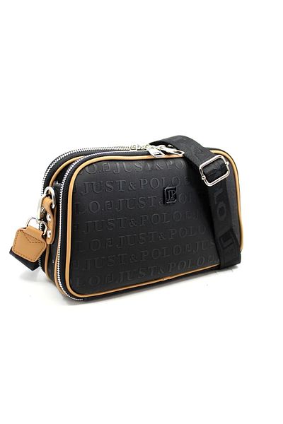 Just Polo Cream Colored Camel Embossed Patterned Hand and Shoulder Bag for Women - Magnetic Snap Closure MH4031MH