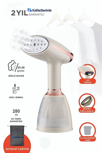KALİTESENİNLE K-03 White Portable Remover Iron - Steam, Travel Size, New Generation Technology