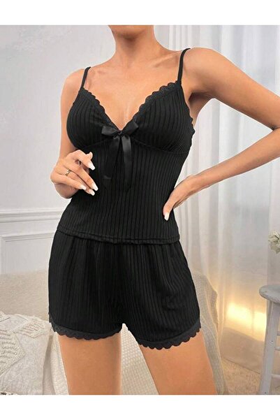 AURA Γυναικείο Σετ σορτς με λουράκι BlackAurora