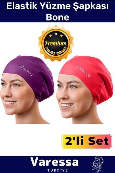 VARESSA Colorful Silicone Swimmer - Waterproof and Leak-Proof, Pool and Sea Elastic Swimming Cap Set of 2