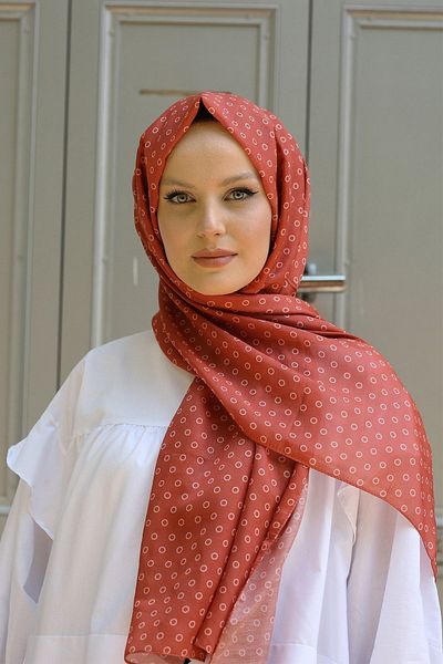 Stella Bubble Printed Βαμβακερό Σάλι Κανέλα