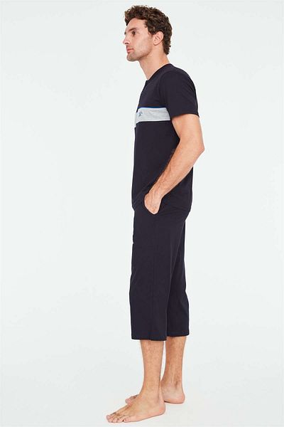 Mod Collection 3839 Men's Navy Blue Pajama Capri Set