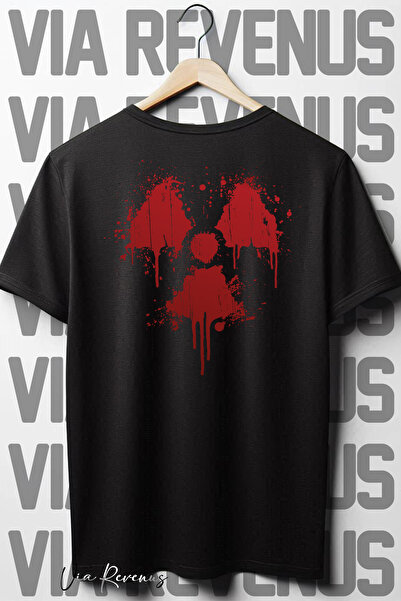 Vordevia Crna Oversize kroj T-shirt - Opasnost iza Štampano