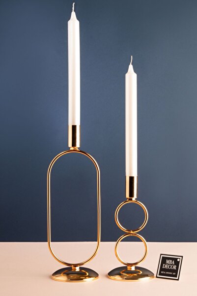 mba decor metal bending art Orbital Grow İkili Şamdan Mumluk - Dekoratif Paslanmaz Kaplama Ev Dekorasyonu İçin Gold Şıklığı