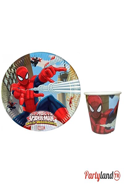 PartylandTR Spiderman Örümcek Adam 16 Adet Tabak 16 Adet Bardak