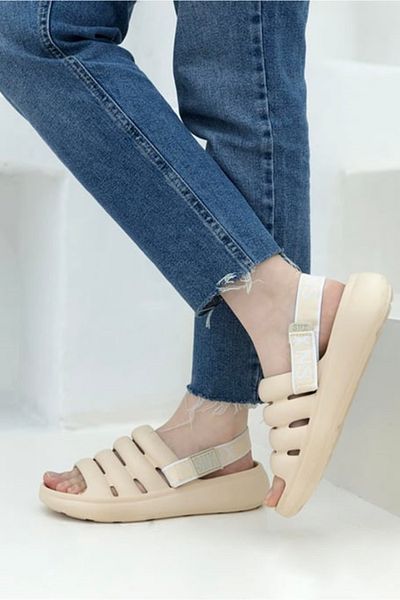 Sonimix Beige Women's Sandals - Elastic Design