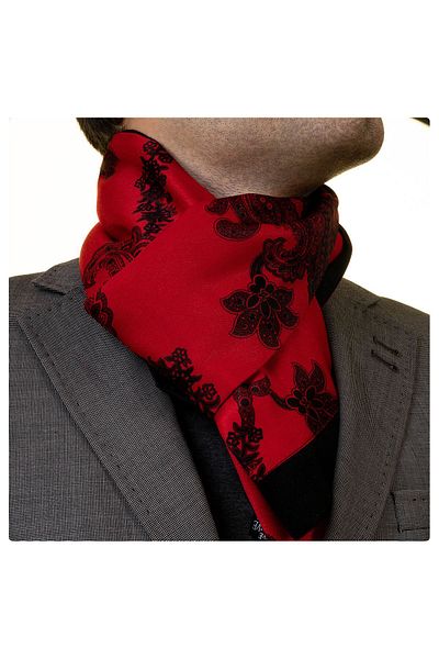 Exve Exclusive Red Black Pattern Printed Double Sided Scarf