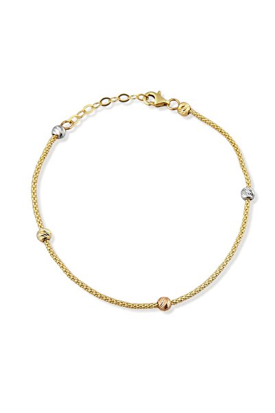 Altınkesesi 14 Ayar Altın Dorika Toplu Popcorn Zincir Bileklik