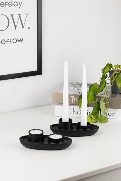 LOREMY Siyah Beton Şamdan Tealight Mumluk