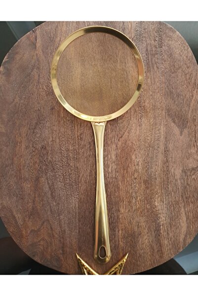 LOVYCO 21.5 Cm Colander - Boiling and Frying Tongs with Gold Color Steel Strainer