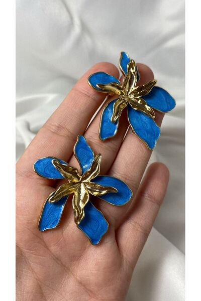 QUATTRO ACCESSORİO Tasarım Renkli Yazlık Küpe Kaliteli Pirinç Materyal Renkli Çiçek Küpe