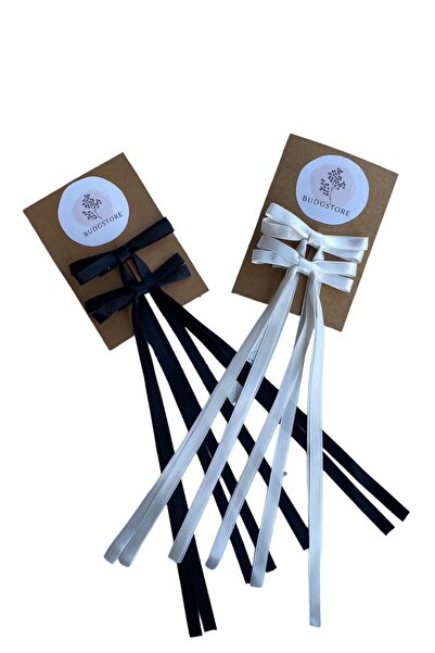4-piece satin bow buckle black and white