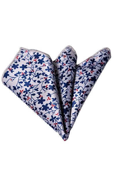 Exve Exclusive Batista de buzunar cu imprimeu floral albastru rosu pe bej