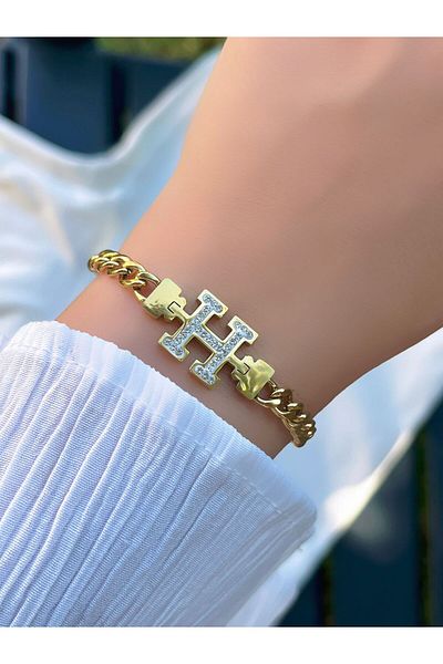KBC STORE KBC Letter CHain Bracelet - Letter H (fadeless-stainless-fadeless)