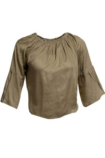 Exve Exclusive Χακί Πράσινη Basic Απλή Γυναικεία Μπλούζα Off Shoulder