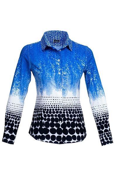 Exve Exclusive Cămașă de damă cu fustă cu model albastru ocean