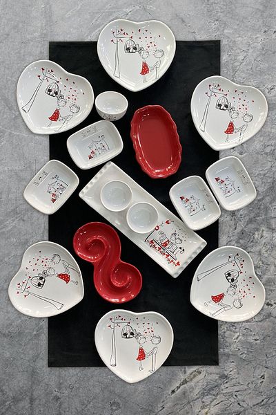 Keramika 16 Piece 6-Person Fairy Tale Heart Breakfast Set