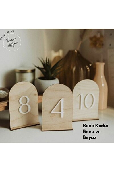 AllFayLazer Ahşap Masa Numarası Numaratör 1-10 Arası, Cafe, Restaurant Düğün ...