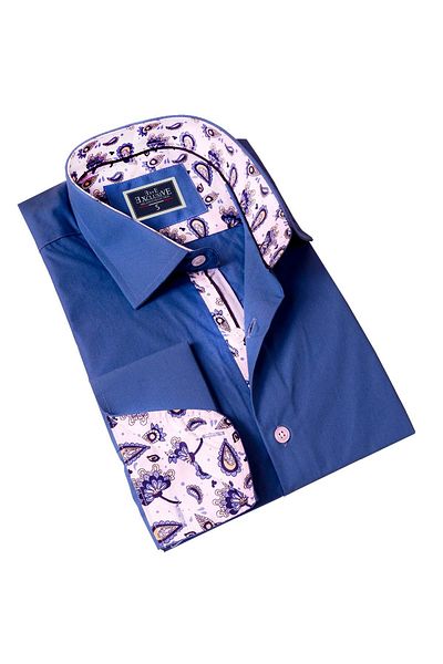 Exve Exclusive Saks Blue Collar Shawl Vzor Francouzský knoflík na rukávu s dvojitou manžetou Dárek Kartonová košile
