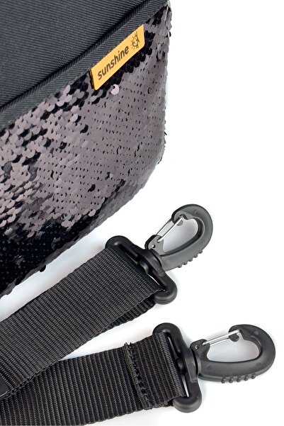 SUNSHINE Pullu Siyah Su Geçirmez Kumaş Yalıtımlı Yemek Çantası Termal Çanta Beslenme Çantası