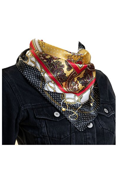 Exve Exclusive Чорний шарф з принтом у вигляді крапок, спеціальний крій, жіночий шарф