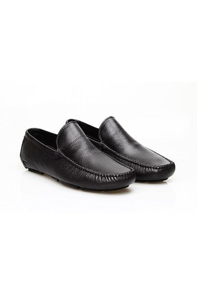 Butik Black Laceless Genuine Leather Men's Shoes