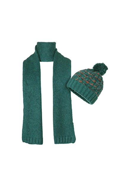 Fonem Unisex Gone İkili Set Bere Atkı FO 3604 Yeşil