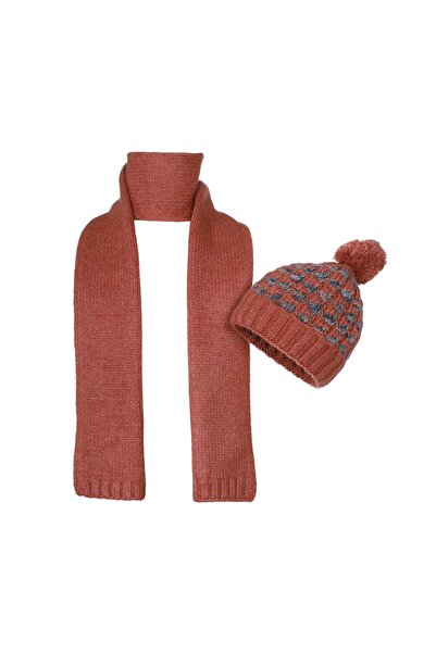 Fonem Unisex Gone İkili Set Bere Atkı FO 3604 Kiremit Rengi