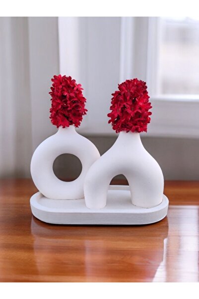 BSG HOME Set de vaze decorative cu tavă plată cu design special - Set de accesorii minimal