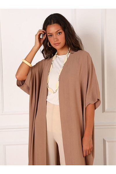 Refka Milky Brown Colored Half Sleeve Aerobin Ferace - Refka