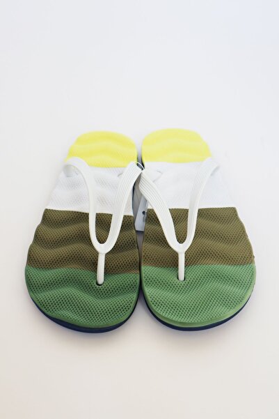 Bermody Erkek Rahat Dalgalı Yeşil Parmak Arası Plaj Terliği Flip Flops