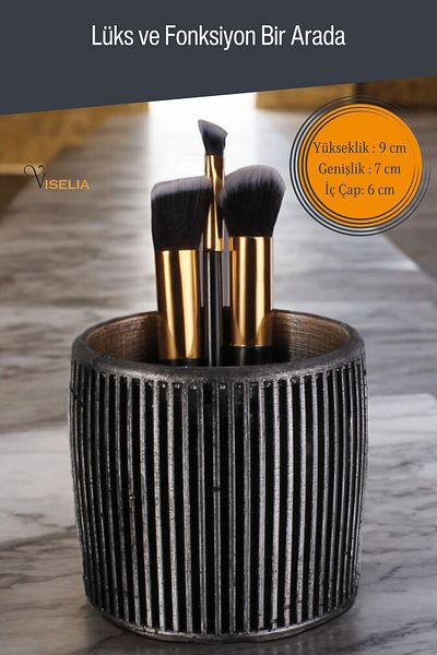 Viselia Ασημί Αντίκα Πολύχρωμη Πινέλα Μακιγιάζ - Organizeri Model 1