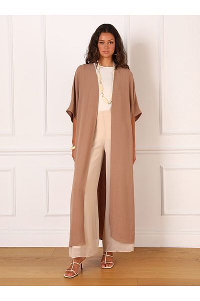 Refka Milky Brown Colored Half Sleeve Aerobin Ferace - Refka