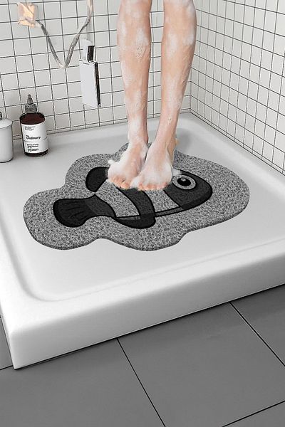 Paspas Yap 40X60 CM Non-Slip and Water Absorbent Fish Bath Mat - Curly Shower Mat