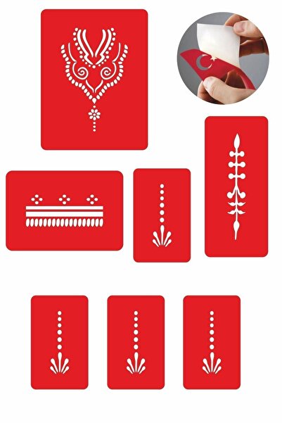 Airbrush Tattoo Çiçekli Kubbe 5 Adet Geçici Dövme Kına Şablonu