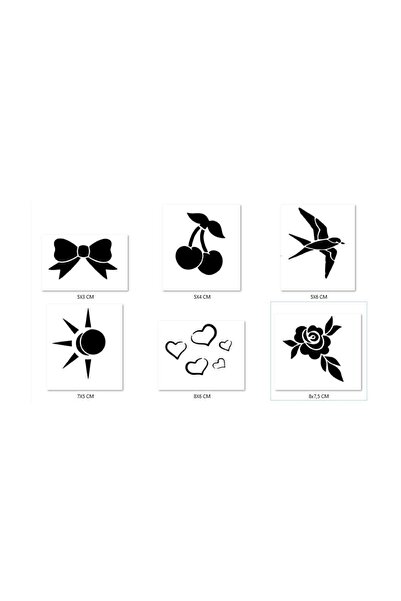 Airbrush Tattoo Kalp Çiçek Geçici Dövme Şablonu Seti Sadece Desen