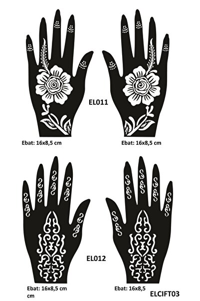 Airbrush Tattoo Karanfil Desenler 4 adet 2 çift El Kına Kına Kalıpları Sadece...