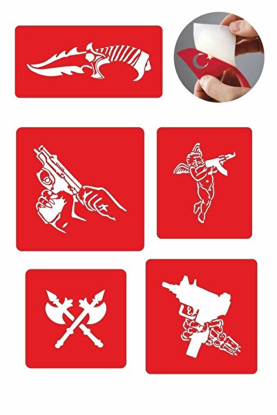 Airbrush Tattoo Silah Çeşitleri Dövme Şablonu Kına Deseni